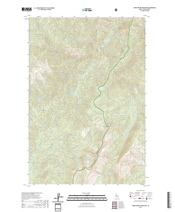 US Topo 7.5-minute map for Three Prong Mountain ID