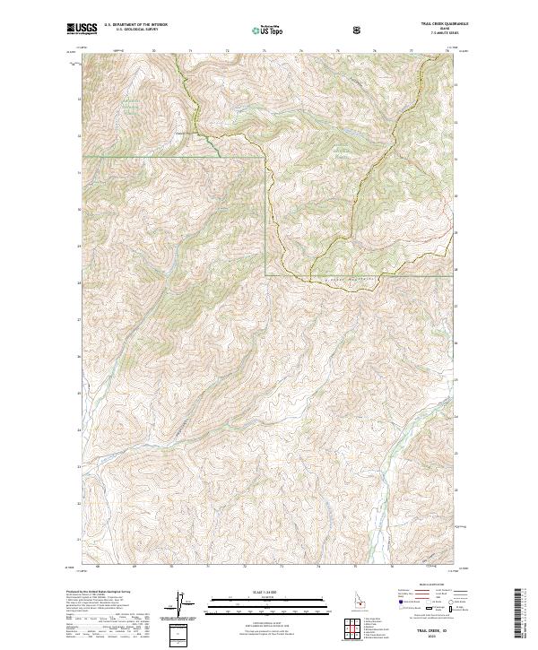 US Topo 7.5-minute map for Trail Creek ID