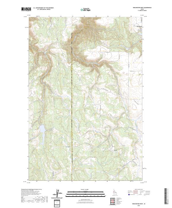 US Topo 7.5-minute map for Winchester West ID – American Map Store