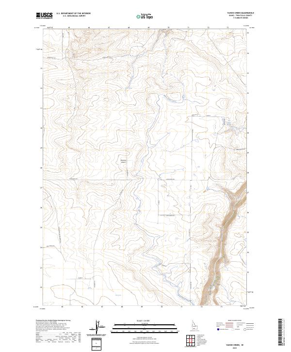 US Topo 7.5-minute map for Yahoo Creek ID