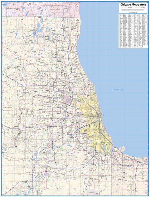 Chicago Metro Area Wall Map – American Map Store