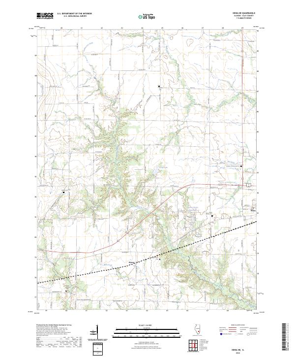 US Topo 7.5-minute map for Xenia NE IL