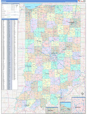 Color Cast Style Indiana Wall Map by Market Maps