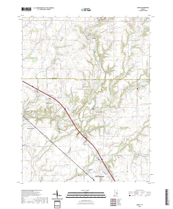 US Topo 7.5-minute map for Adams IN