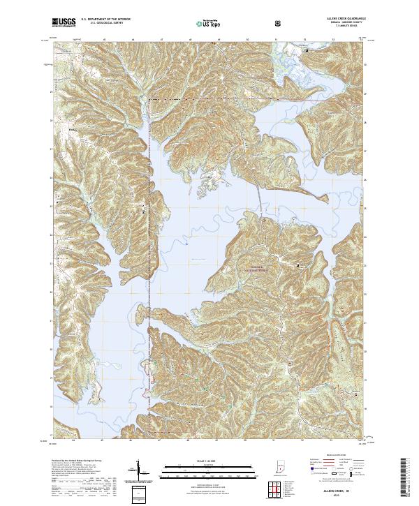 US Topo 7.5-minute map for Allens Creek IN