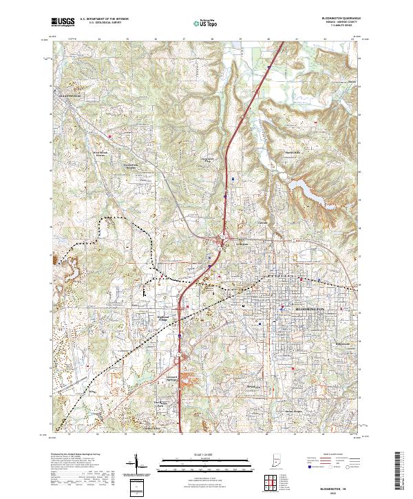 US Topo 7.5-minute map for Bloomington IN