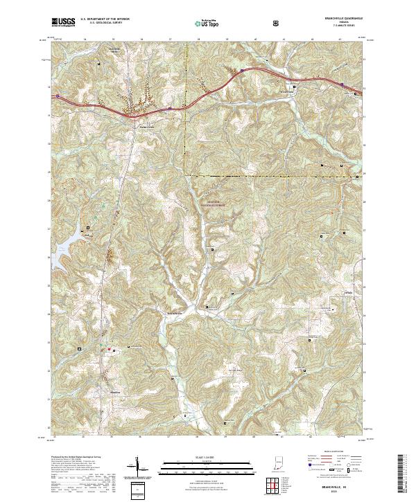 US Topo 7.5-minute map for Branchville IN