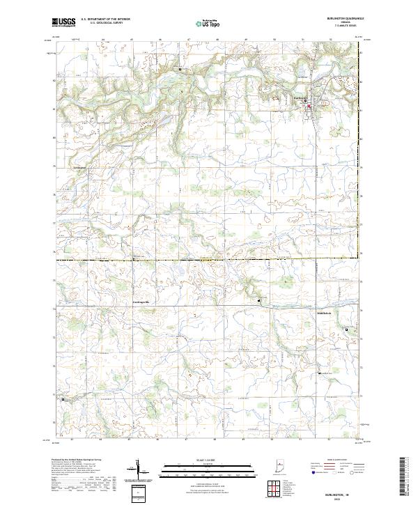 US Topo 7.5-minute map for Burlington IN