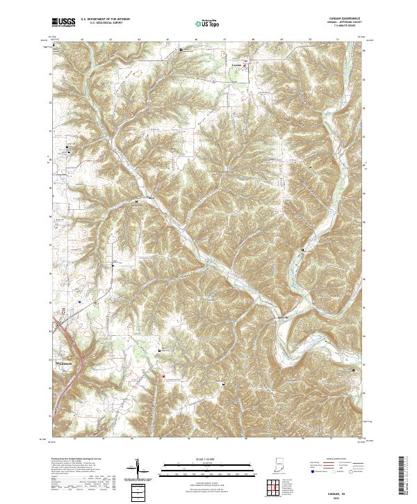 US Topo 7.5-minute map for Canaan IN