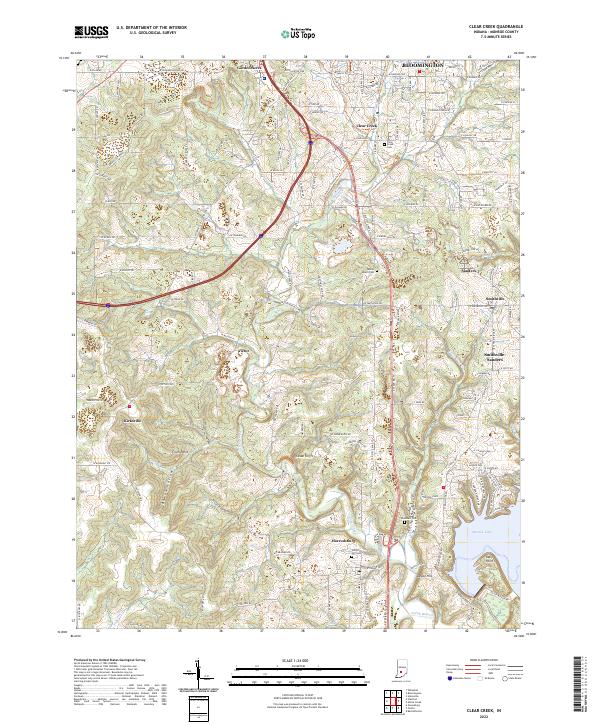 US Topo 7.5-minute map for Clear Creek IN