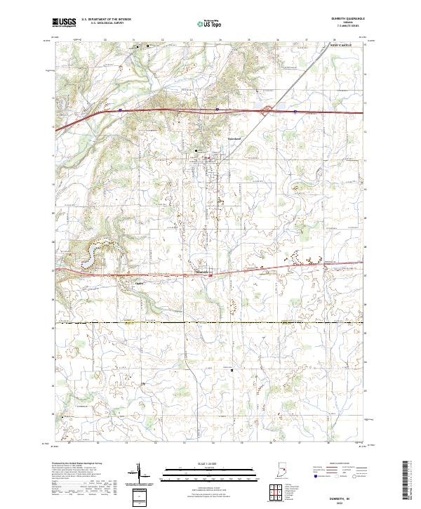 US Topo 7.5-minute map for Dunreith IN