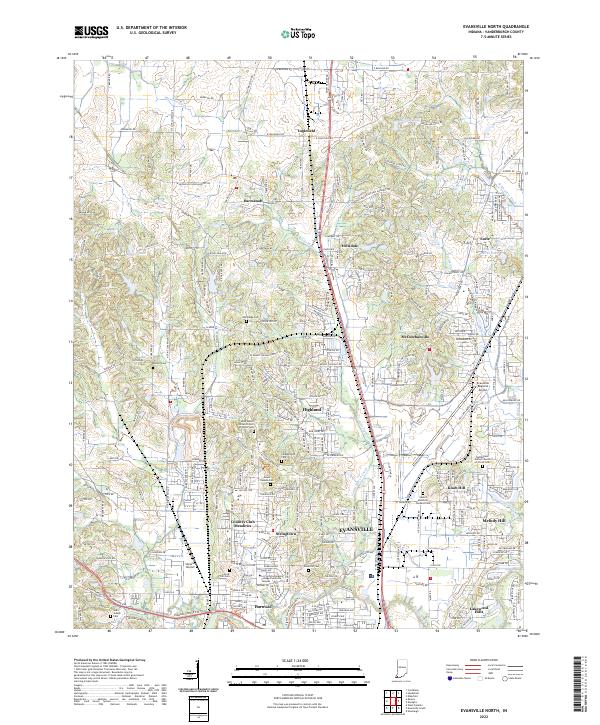 US Topo 7.5-minute map for Evansville North IN