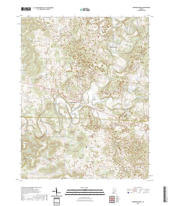 US Topo 7.5-minute map for Fredericksburg IN