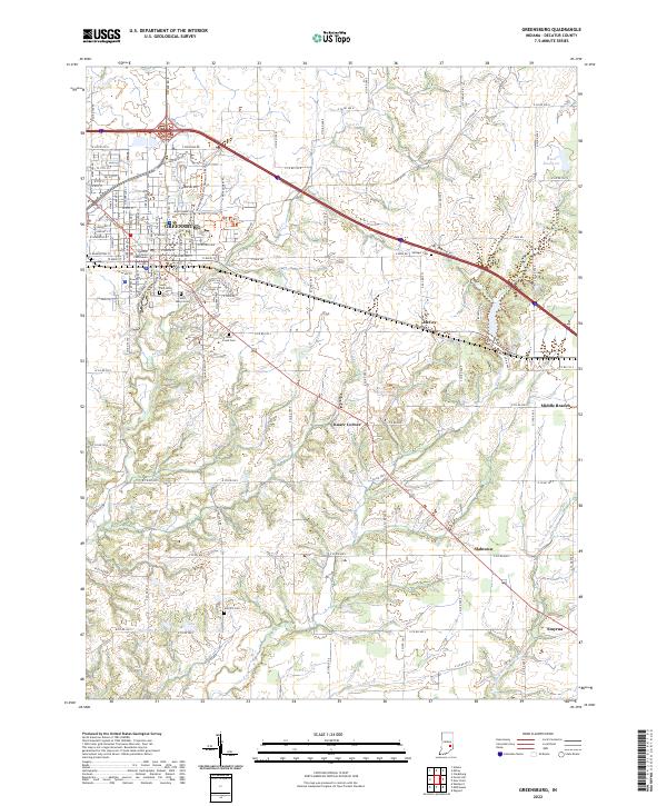 US Topo 7.5-minute map for Greensburg IN