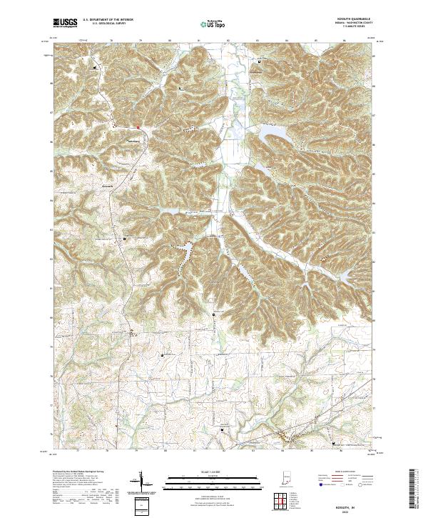 US Topo 7.5-minute map for Kossuth IN