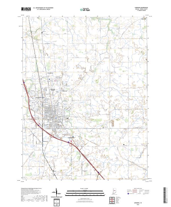 US Topo 7.5-minute map for Lebanon IN