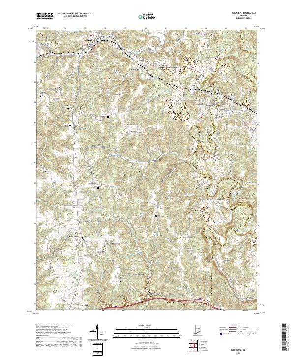 US Topo 7.5-minute map for Milltown IN