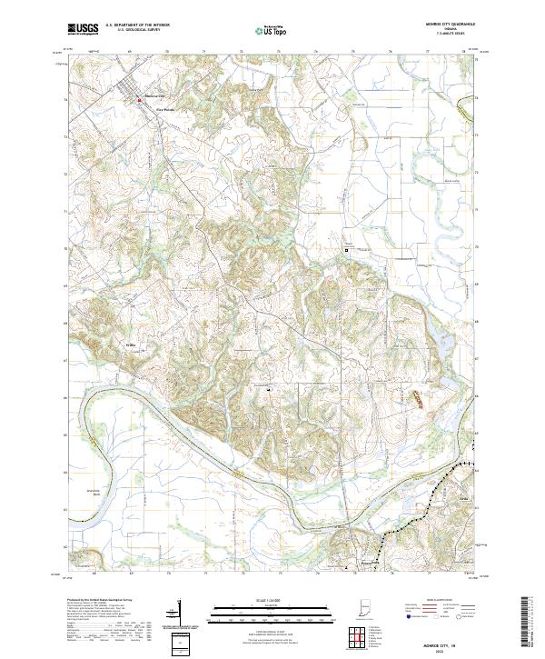 US Topo 7.5-minute map for Monroe City IN