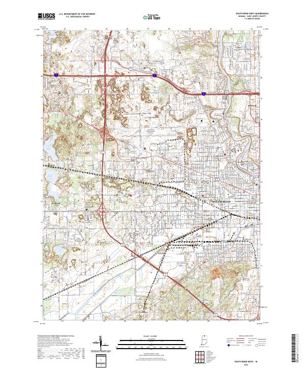 US Topo 7.5-minute map for South Bend West IN