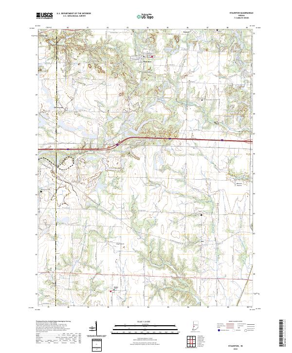 US Topo 7.5-minute map for Staunton IN