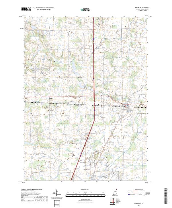 US Topo 7.5-minute map for Waterloo IN