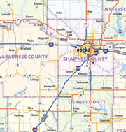 Kansas Wall Map by Topographic Maps