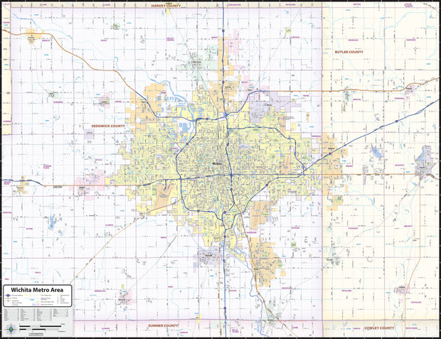 Wichita Metro Area Wall Map