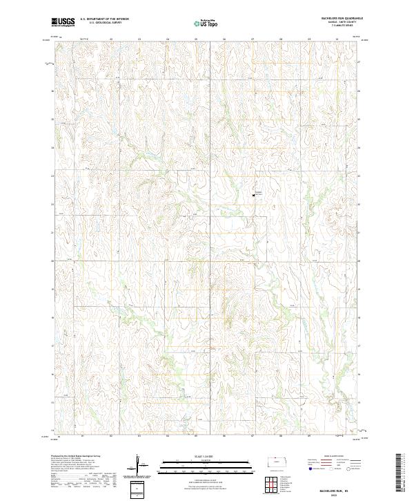 US Topo 7.5-minute map for Bachelors Run KS