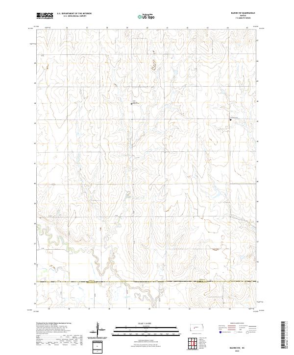 US Topo 7.5-minute map for Bazine SW KS