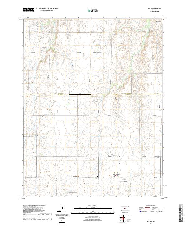 US Topo 7.5-minute map for Beaver KS