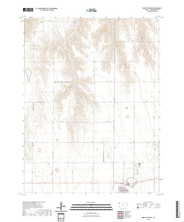 US Topo 7.5-minute map for Bird City North KS