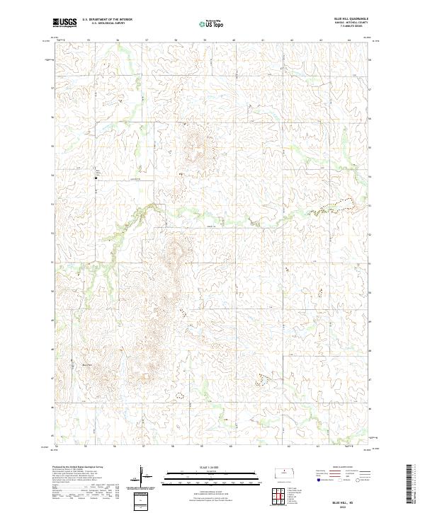 US Topo 7.5-minute map for Blue Hill KS