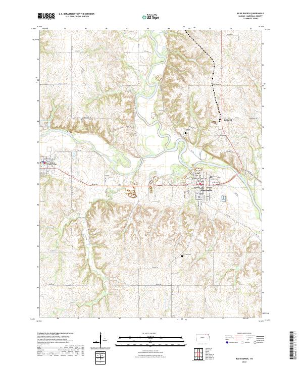 US Topo 7.5-minute map for Blue Rapids KS