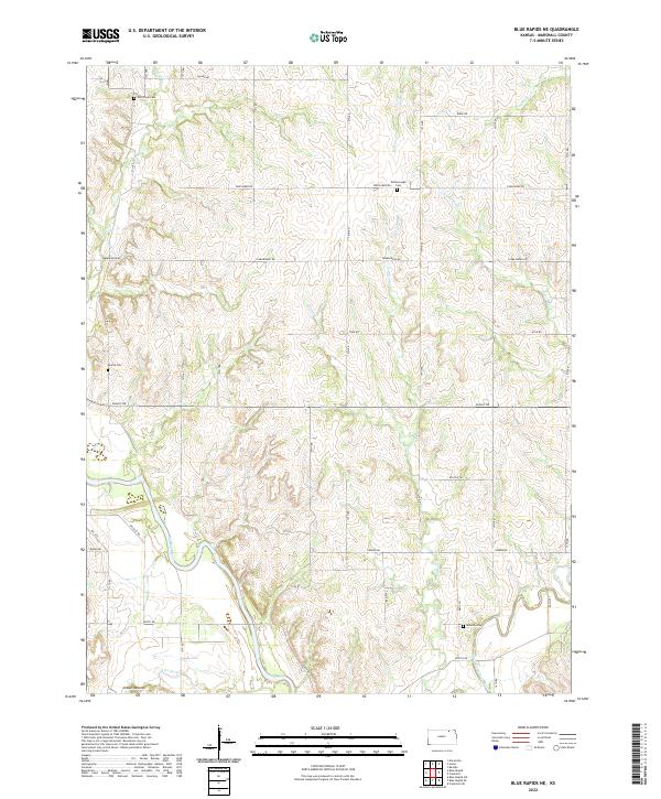 US Topo 7.5-minute map for Blue Rapids NE KS