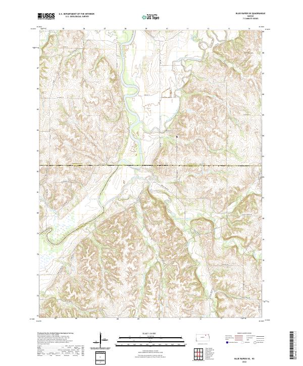 US Topo 7.5-minute map for Blue Rapids SE KS