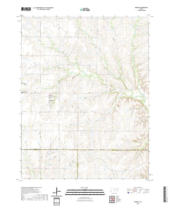 US Topo 7.5-minute map for Burdick KS