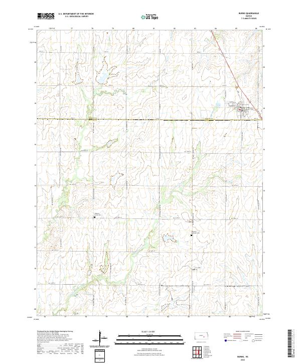 US Topo 7.5-minute map for Burns KS