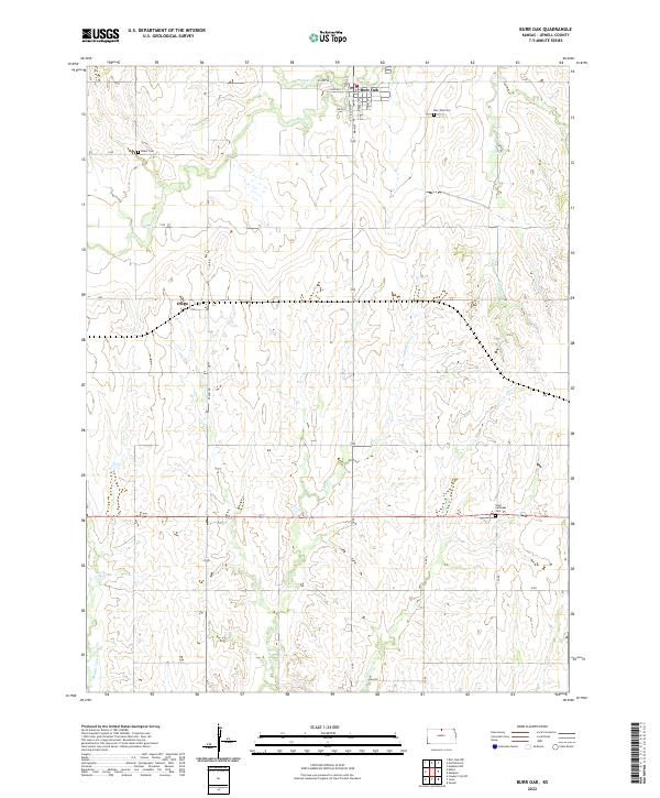 US Topo 7.5-minute map for Burr Oak KS