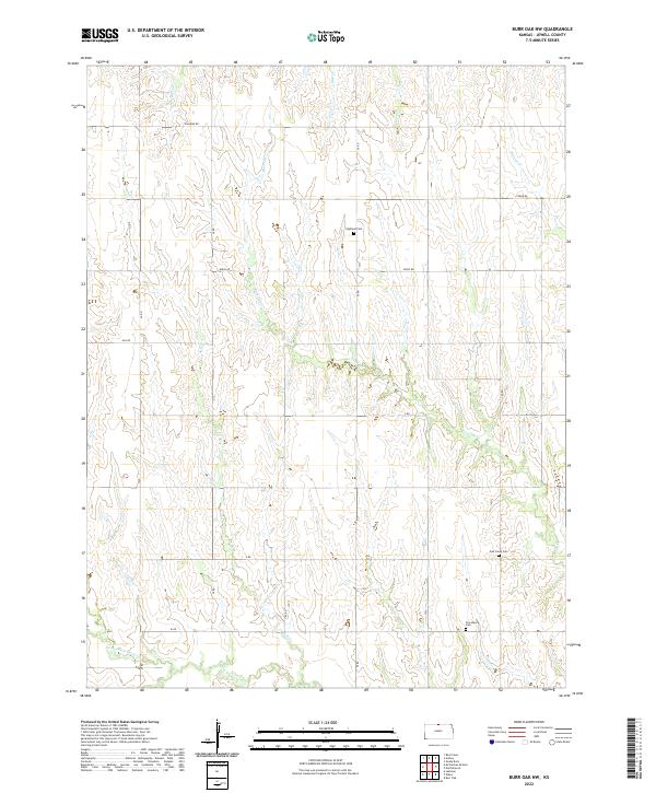 US Topo 7.5-minute map for Burr Oak NW KS