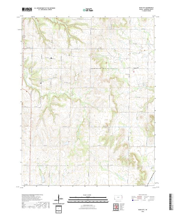 US Topo 7.5-minute map for Bush City KS