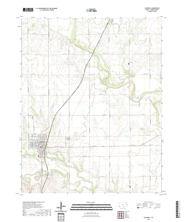 US Topo 7.5-minute map for Caldwell KS