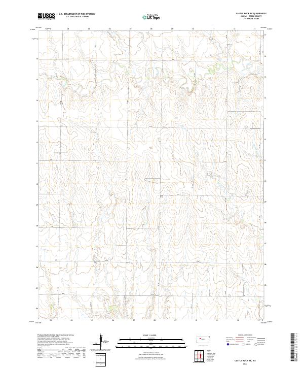 US Topo 7.5-minute map for Castle Rock NE KS