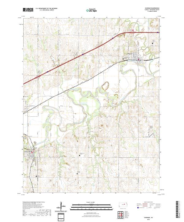 US Topo 7.5-minute map for Chapman KS