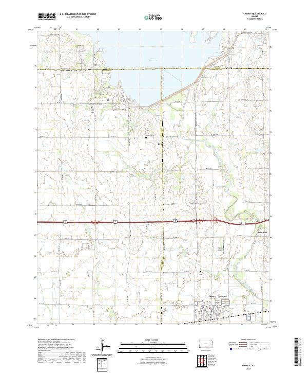 US Topo 7.5-minute map for Cheney KS