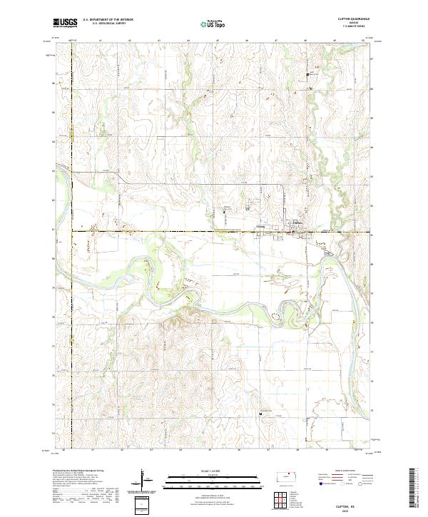 US Topo 7.5-minute map for Clifton KS