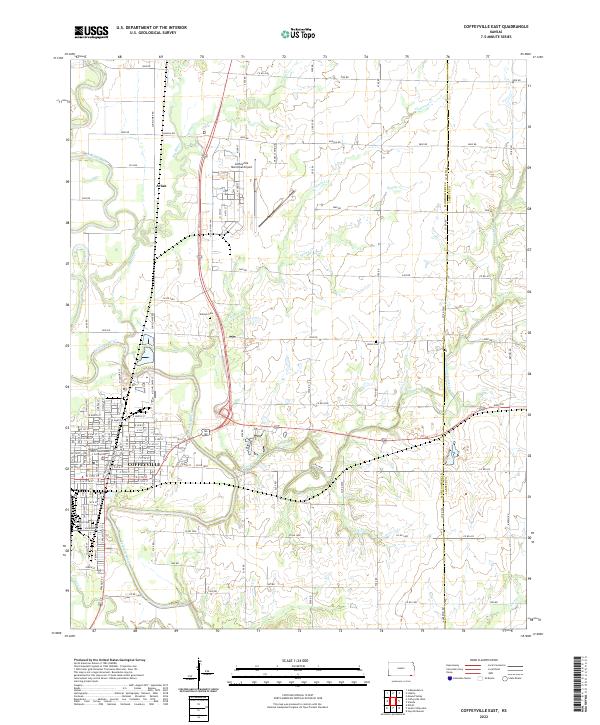 US Topo 7.5-minute map for Coffeyville East KS