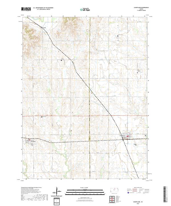 US Topo 7.5-minute map for Courtland KS