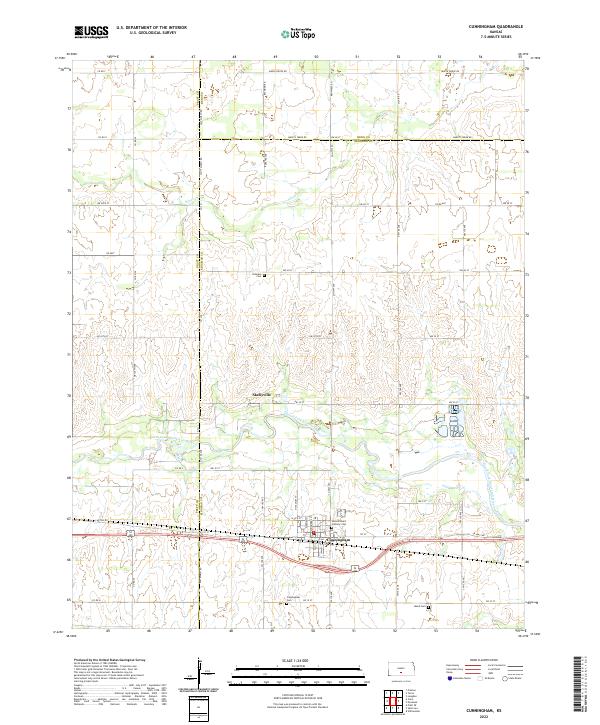 US Topo 7.5-minute map for Cunningham KS