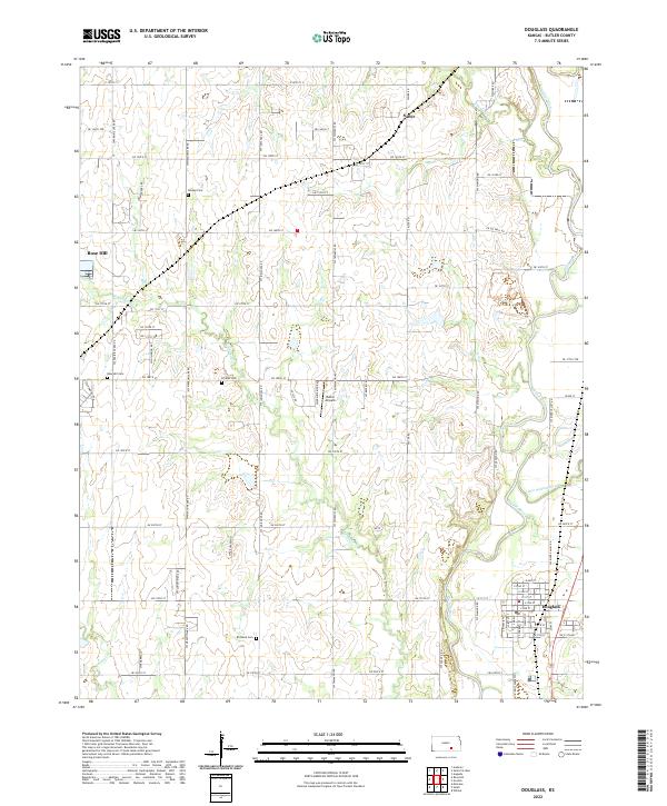 US Topo 7.5-minute map for Douglass KS