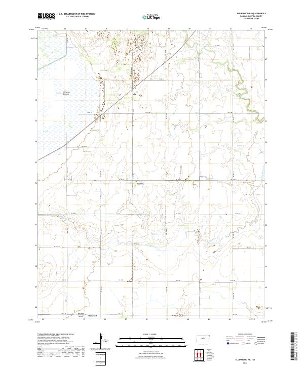 US Topo 7.5-minute map for Ellinwood NE KS